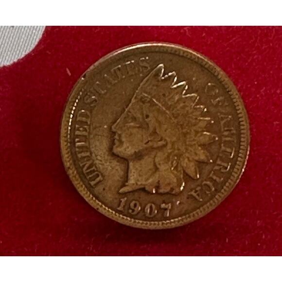 Indian Head Penny Cufflinks 1907 Chief Headdress - Picture 3 of 5